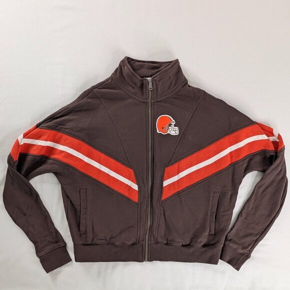 Cleveland Browns Football Full Zip High Neck Long Sleeve Stripe Track Jacket - Picture 1 of 7